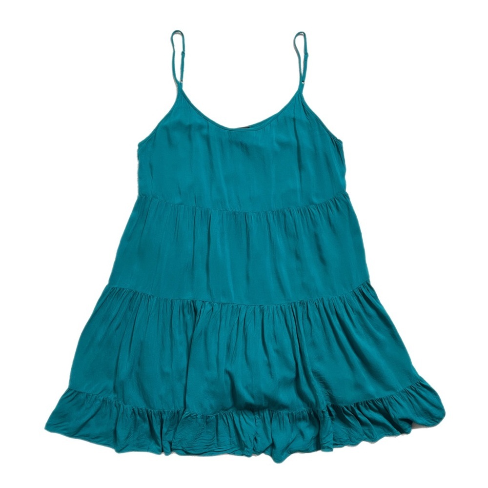 Aritzia Talula Teal Sea Blue Tiered Tank Mini Dress L